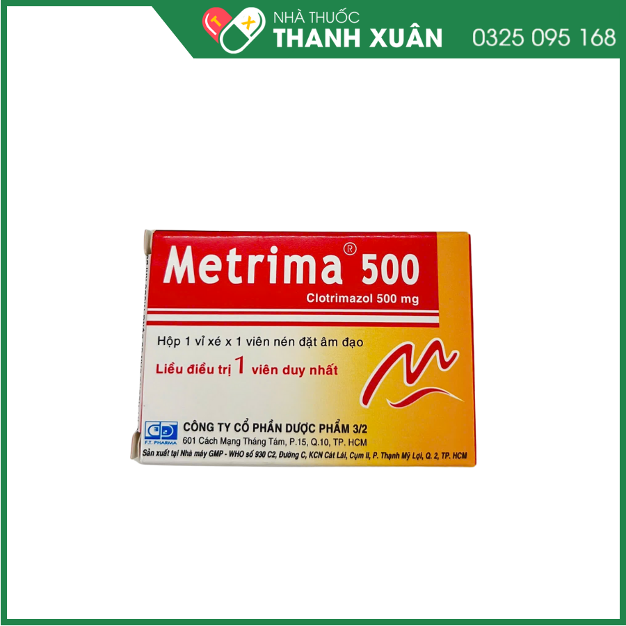 Viên đặt âm đạo Metrima 500 điều trị nấm Candida